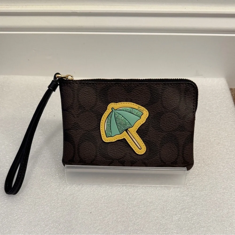 Coach Zip Wristlet with Umbrella Motif RARE